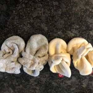 Lot Zutano snap baby booties cream 3 months gray 6 months